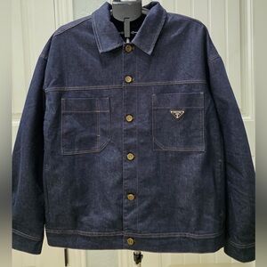 Prada Men's Dark Blue Denim Shirt Jacket